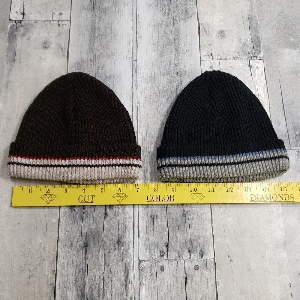 Jacadi Paris Little Boys (set of 2) Brown and Blue Knit Caps Beanie - Size 51
